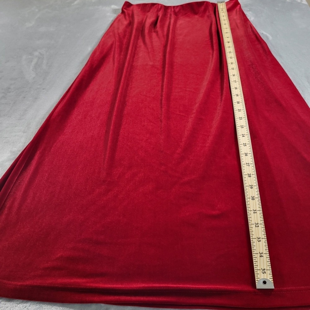 Jaclyn Smith Womens L Velvet Maxi Skirt Red Christmas Holiday Old Money Modest - Picture 4 of 8